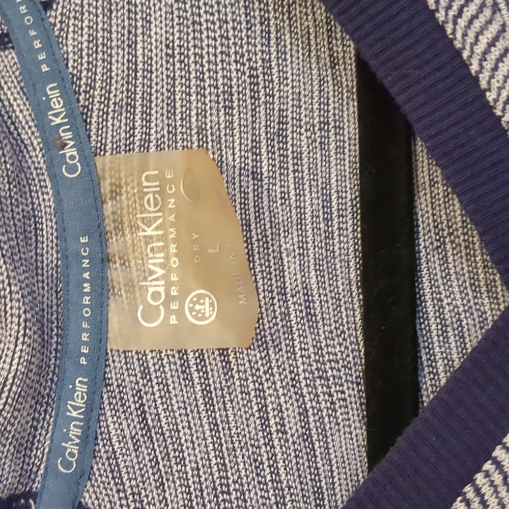 Calvin Klein Performance Navy Blue Striped Lightweight Hoodie‎ Size Large - Picture 2 of 4